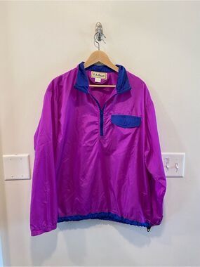 vintage 90's L.L. Bean womens purple nylon windbreaker medium pullover oversized